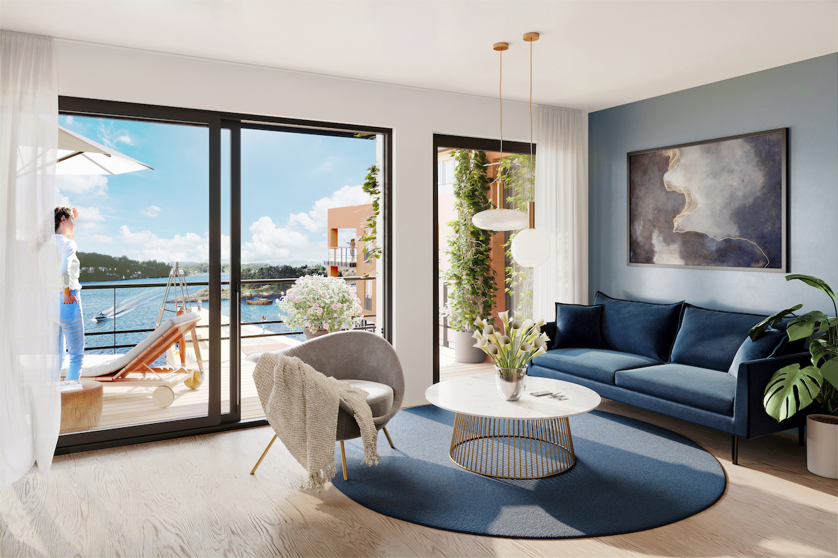 3D-bilder fra det nye leilighetsbygget på Sjøhagen Brygge i 2021 - BAH1